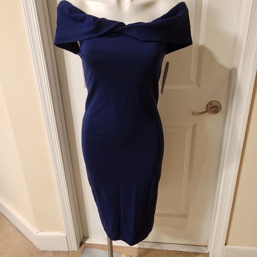 Nicole Miller new with tags blue pencil dress off shoulders